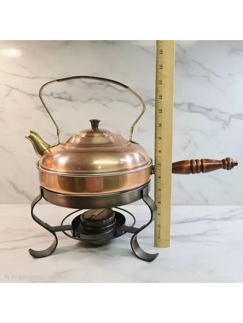 Vintage Metawa Holland Copper Kettle Chafing Dish Fondue Set MCM